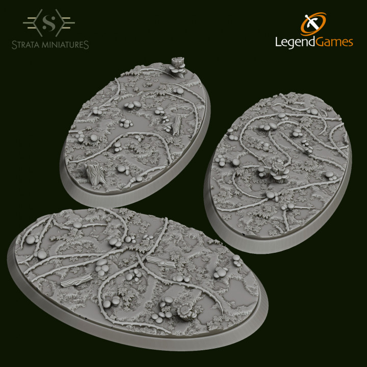 Strata Miniatures - Forest Bases 90x52mm oval x3