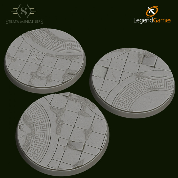 Strata Miniatures - Greek Temple Bases 60mm Round x3