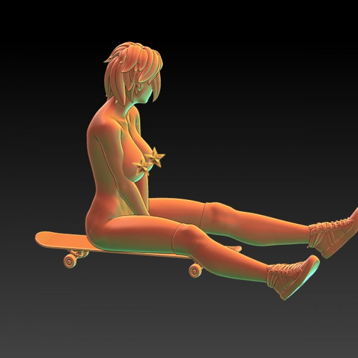 SKATE GIRL -EROTIC MINIATURE 75 MM SCALE 3D File Logo  3D