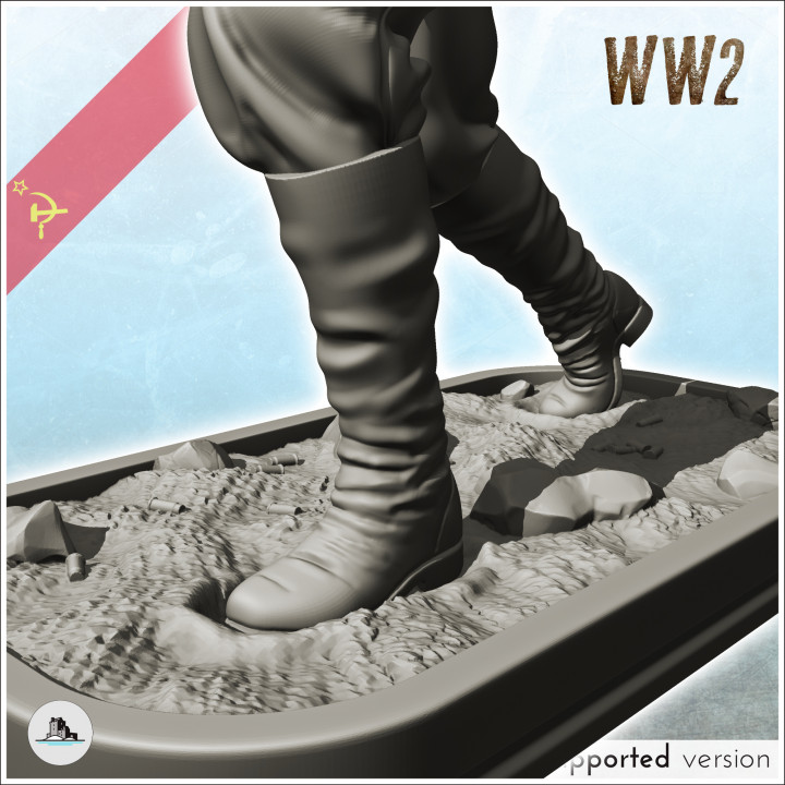 3D Printable Soviet storm trooper running with PPSh-41 (4
