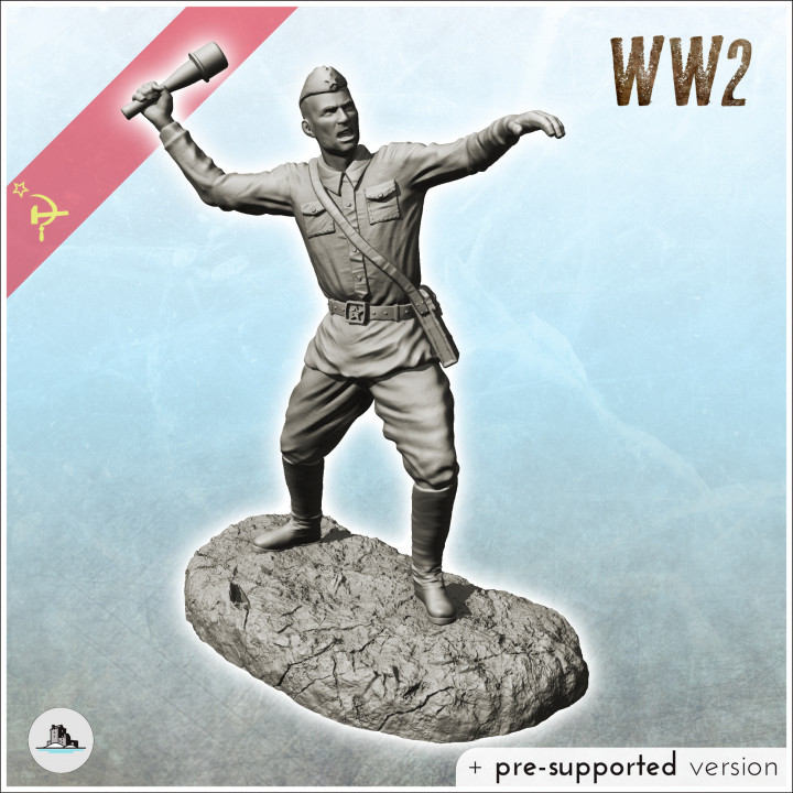 Soviet assault soldier throwing a hand grenade (8) - (pre-supported version included) Soviet army WW2 Second World World East front Ostfront image