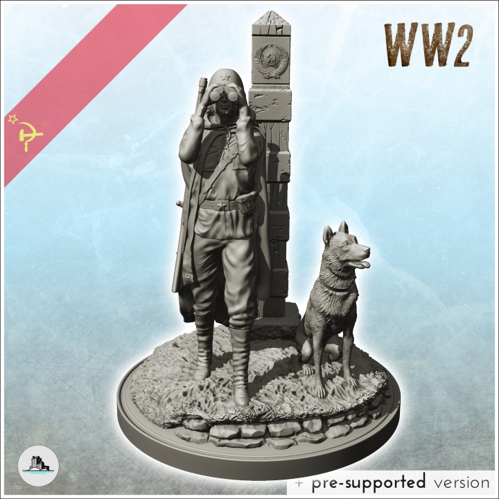 Soviet guard under observation with dog and post (9) - (pre-supported version included) Soviet army WW2 Second World World East front Ostfront image