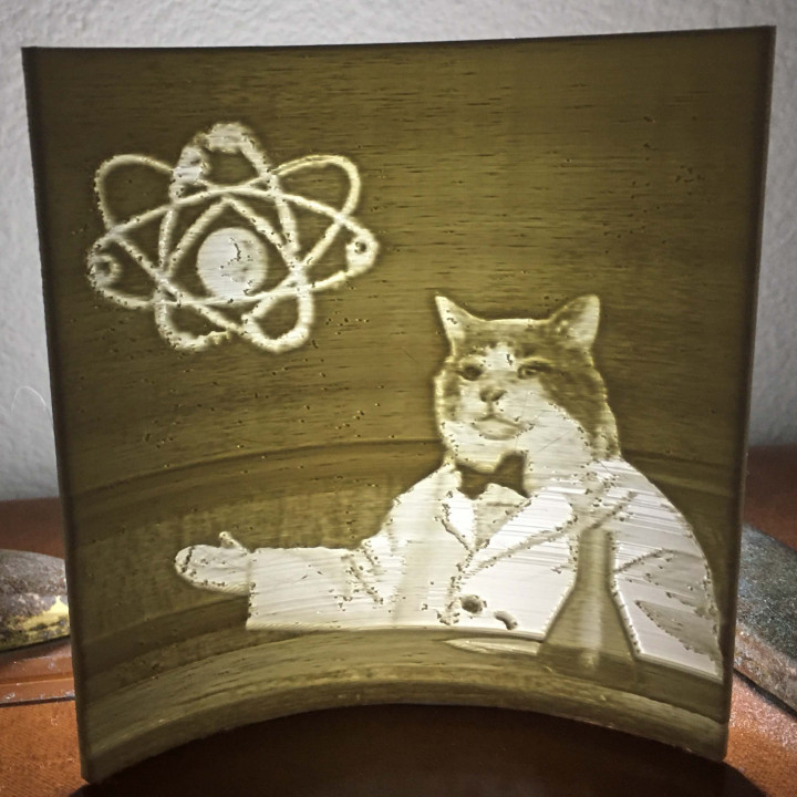 Cat Scientist Lithophane image