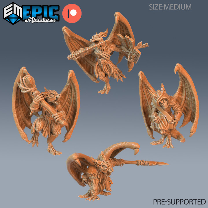 Winged Kobold Tribe Set / Draconic War Lizard / Armored Dragon Servant / Dragonkin / Dragonborn Ranger image