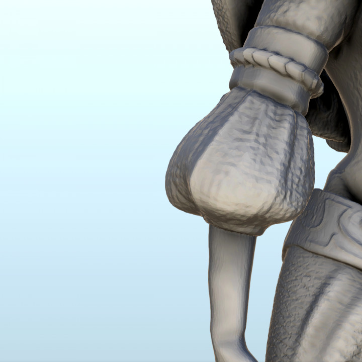 Warrior with back shield and curved sword (21) - Medieval Fantasy Magic Feudal Old Archaic Saga 28mm 15mm