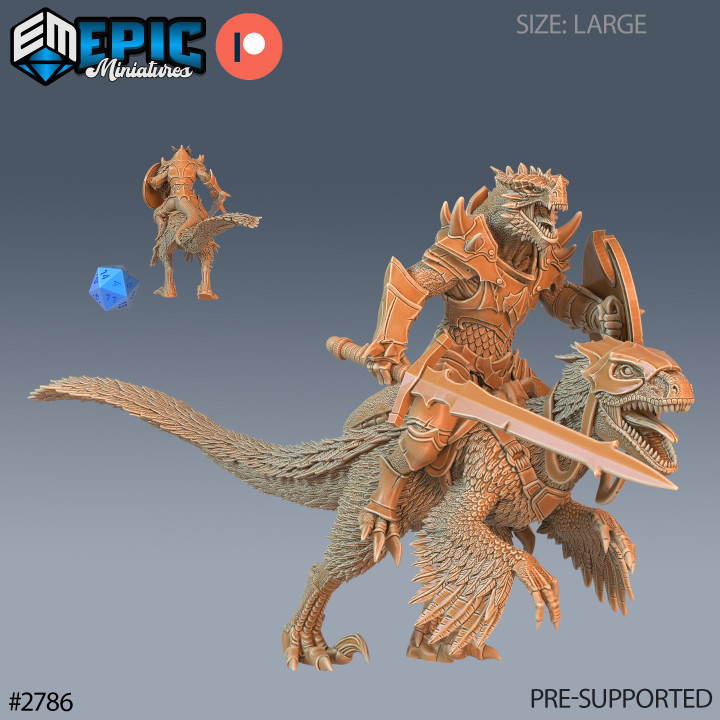 Dragonborn Raptor Rider / Draconic War Lizard / Armored Dragon Servant / Dragonkin / Half Dragon Cavalry image