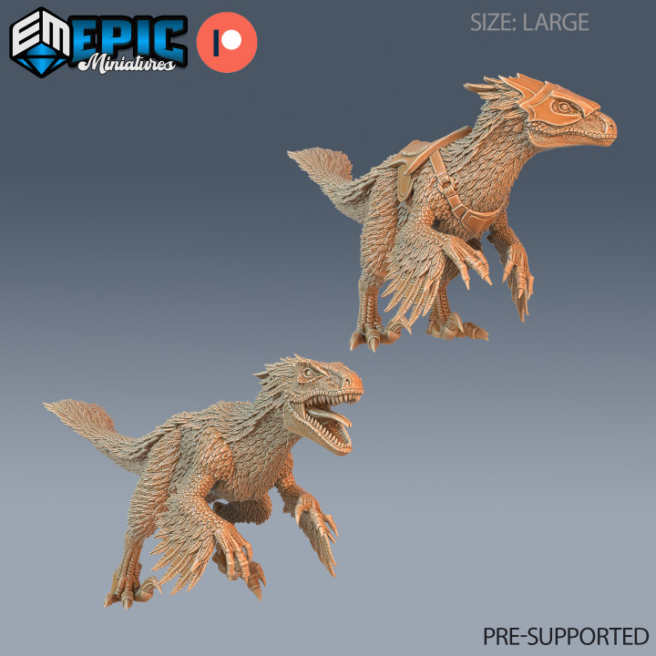 Feathered Raptor Set / Ancient Hunting Dinosaur / Draconic Lizard / Jurassic Reptile / Dragon Army image