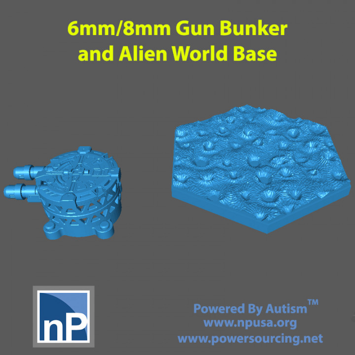 6mm/8mm Gun Emplacement and Alien Landscape Hex Base image