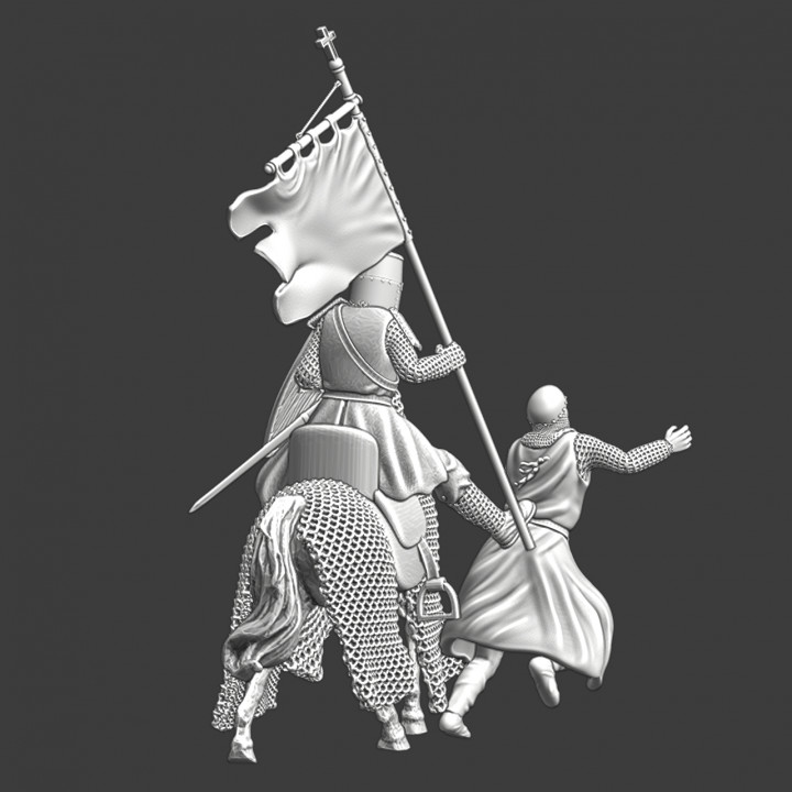Mounted Medieval Knight kicking down fleeing enemy image