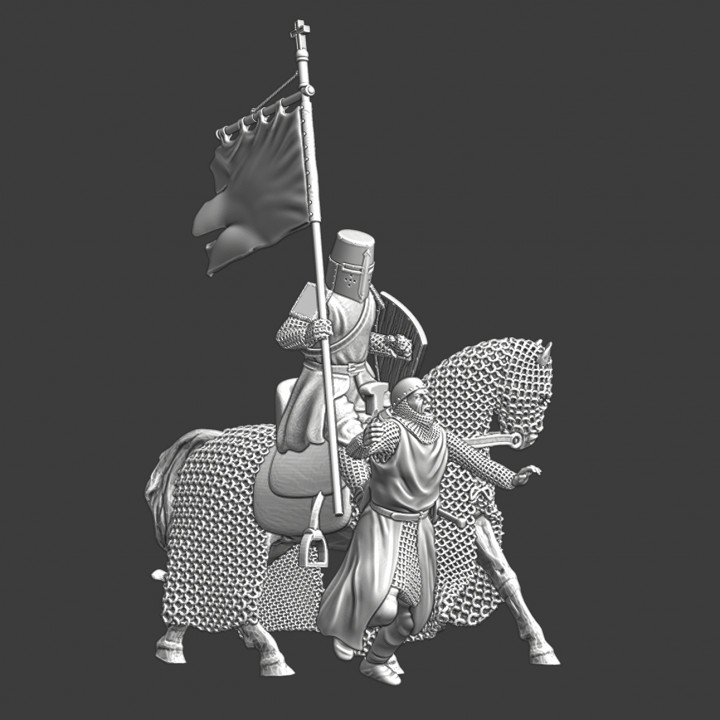 Mounted Medieval Knight kicking down fleeing enemy image