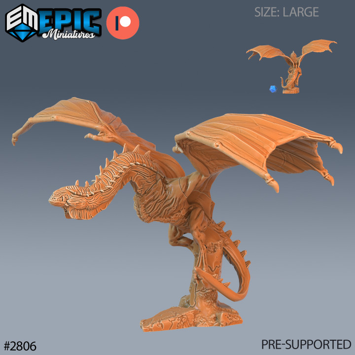 3D Printable Cave Wyvern Flying Mount / Bulky Dragon / Winged Drake ...