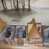 Three different medieval houses print image