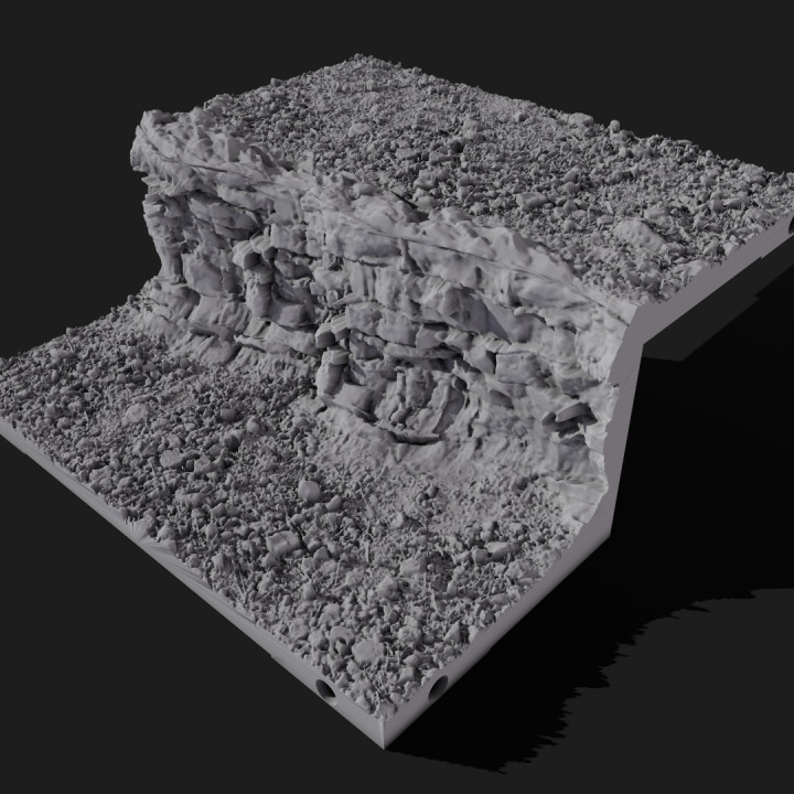 3D Printable Multi Level Cliff Terrain | 6" x 6" Tiles | STL Tiles | Modular Battlefield - Cliffs Pack image