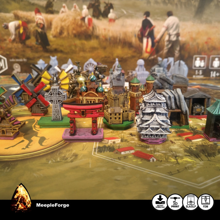 Scythe Upgrade buildings for All 9 factions - including Invaders from Afar and Rise of Fenris Expansions image