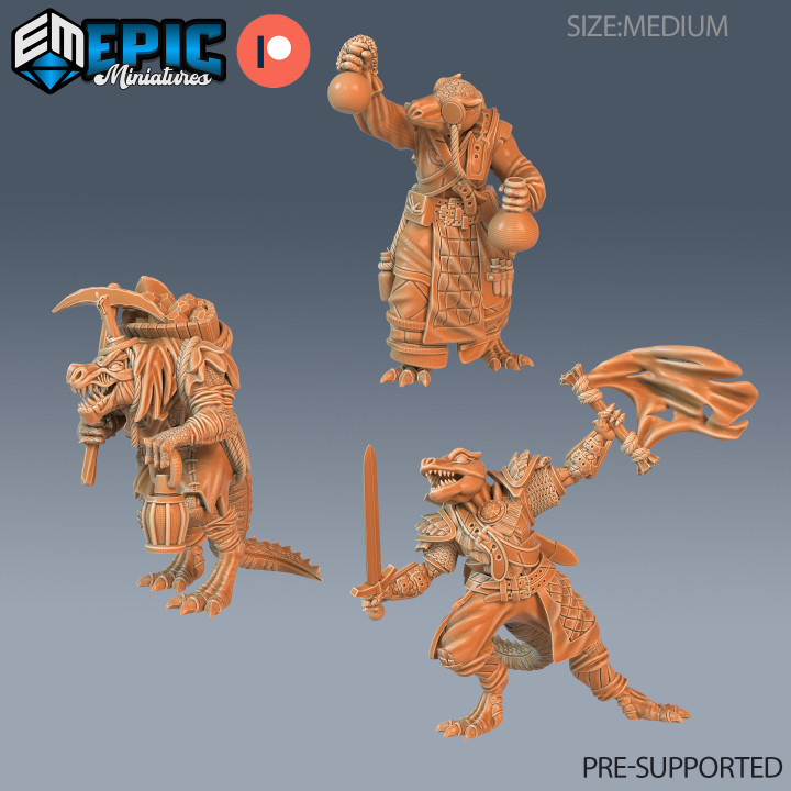 3d Printable Reptiles Of War Set Lizard Folk And Kobold Encounter Dragonborn Collection Pre