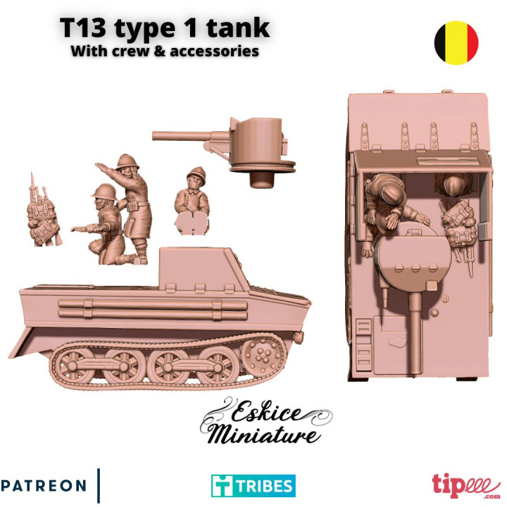 T13 Type 1 belgian tank - 28mm for wargame image