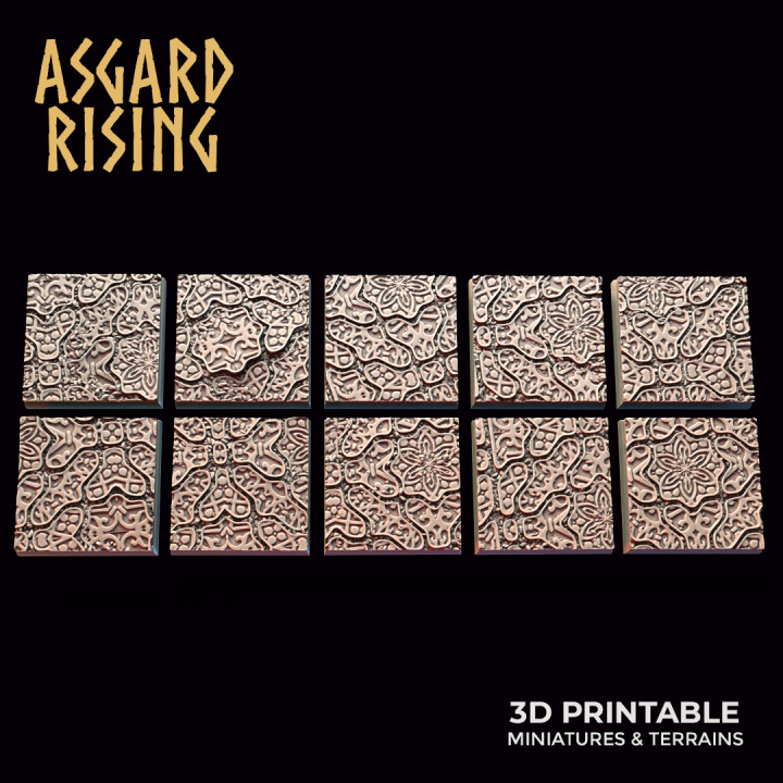 Worn Pavingstone - 10x 25mm Square Base (ver. 1) /Base/ /Pre-supported/