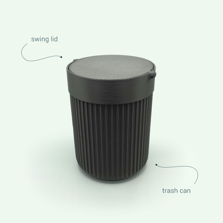 Trash can with swing lid image