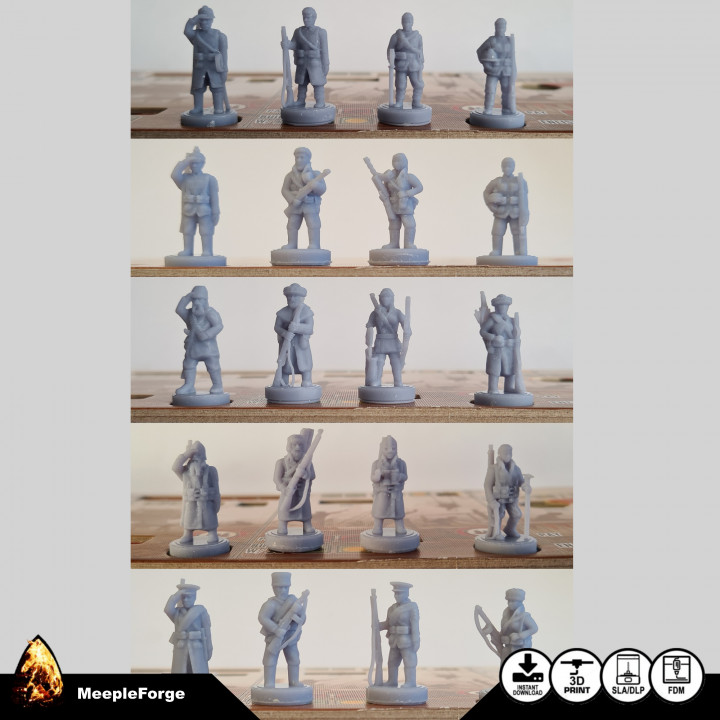 Scythe Recruits Core 5 factions 20 minis - (STL file download) image