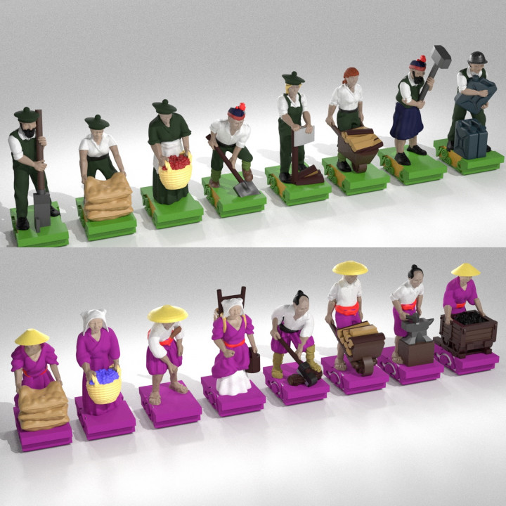 Scythe workers Invaders and Rise of Fenris 4 factions 32 minis image