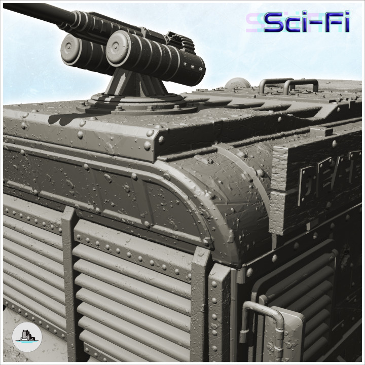 Truck with weapons, spikes and front shovel (1) - Future Sci-Fi SF Post apocalyptic Tabletop Scifi