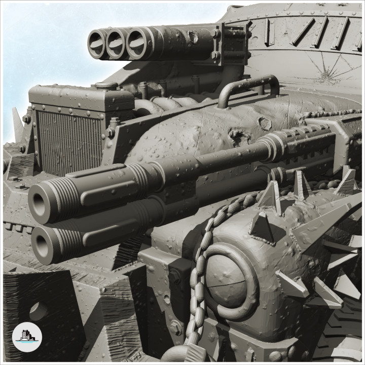 Post-apo pick-up with large-calibre gun in the rear rear and front shovel (15) - Future Sci-Fi SF Post apocalyptic Tabletop Scifi