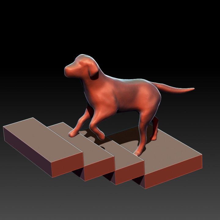 DOG CLIMBING UP STAIRS FOR MAQUETTES, DIORAMAS, DECOR ETC. image