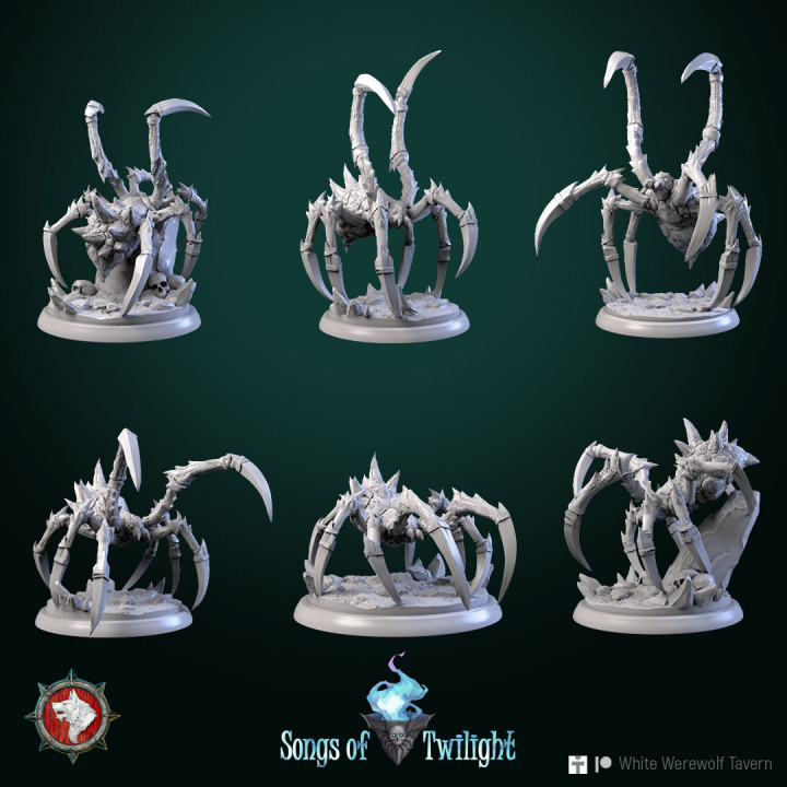 Rock Spiders set 6 miniatures 32 mm pre-supported image