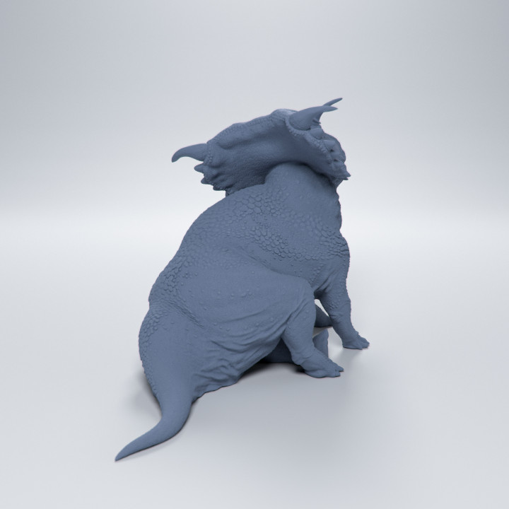 Kosmoceratops sitting 1-35 scale pre-supported dinosaur