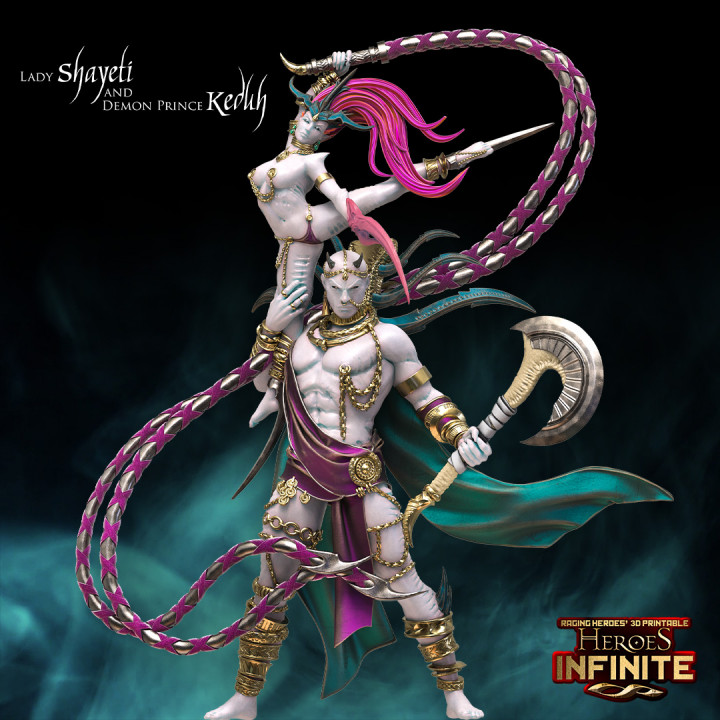 3D Printable Lady Shayeti and demon prince Keduh by Heroes Infinite