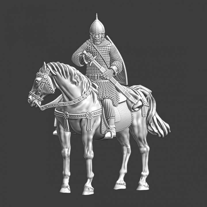 Medieval Kievan Rus (Ukrainian) mounted drawing his sword image