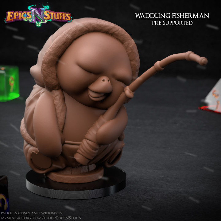 Waddling Fisherman Miniature - Pre-Supported