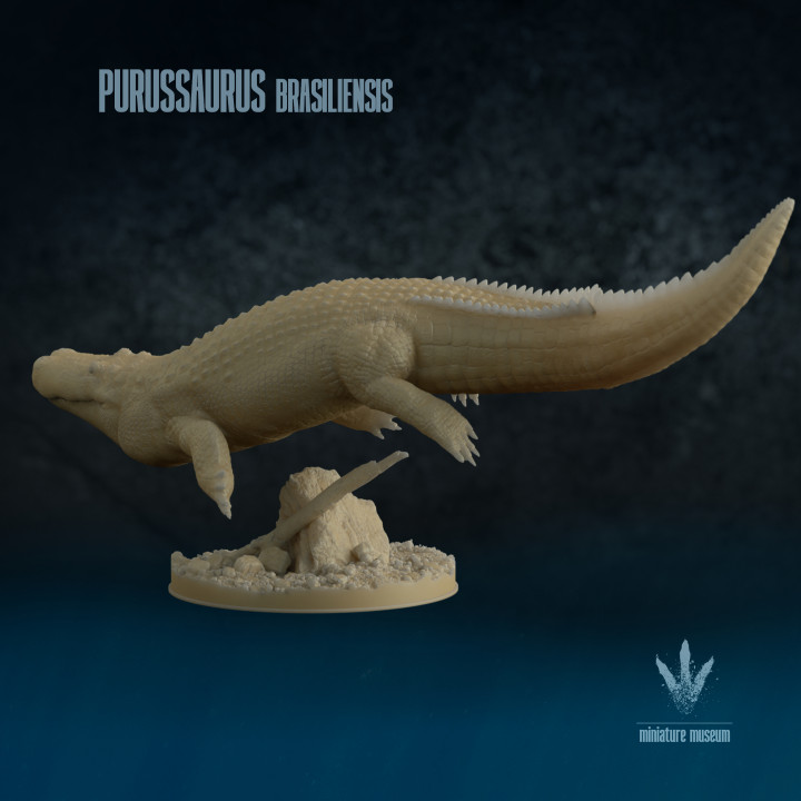 3D Printable Purussaurus brasiliensis : Swimming by Miniature Museum