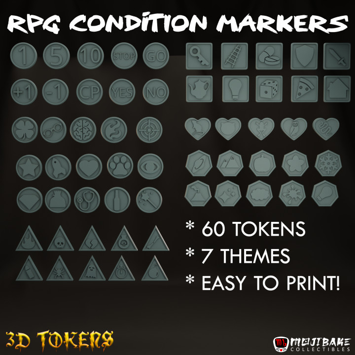 RPG Custom Tokens Set | Condition Markers | 60 Tokens image