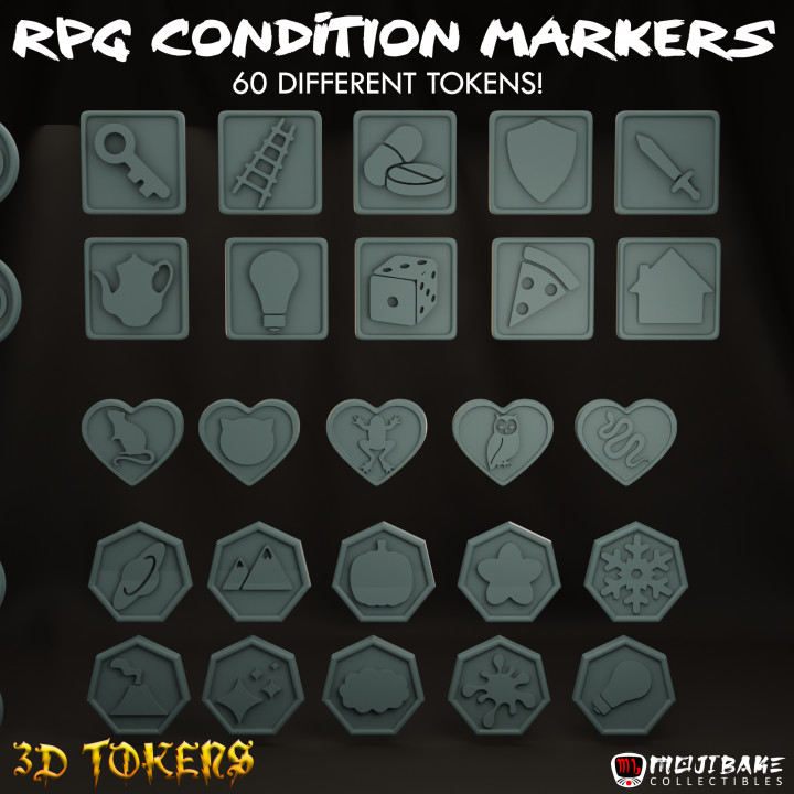 RPG Custom Tokens Set | Condition Markers | 60 Tokens image