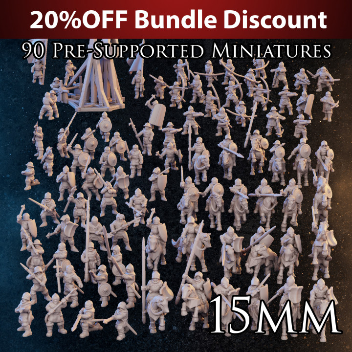 3D Printable 15mm - Complete Set - Late Medieval by Productions Diratia