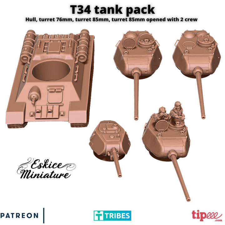 T34 tank pack, 76 and 85mm - 28mm image