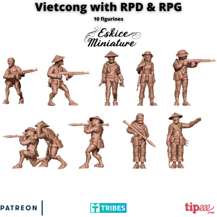 Vietcong with RPD & RPG - 28mm image