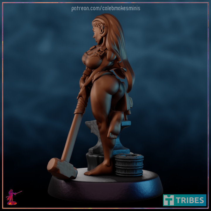 (NSFW) "Nadiyaah" - Sultry Blacksmith Pinup [PRE-SUPPORTED] | Bronze Elf Series (2023) image