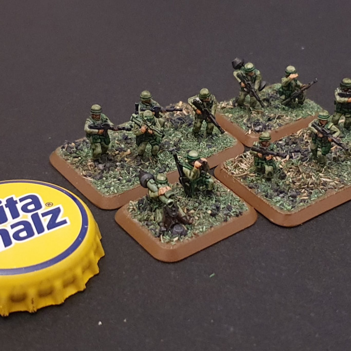 3D Printable 10/15mm US Infantry Company (1980s) with M16s, M249 SAW
