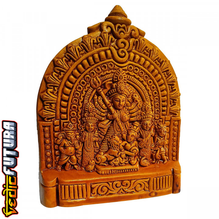 Durga in Epic Battle in Terracotta image