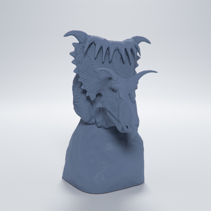 Kosmoceratops bust - pre-supported dinosaur head image