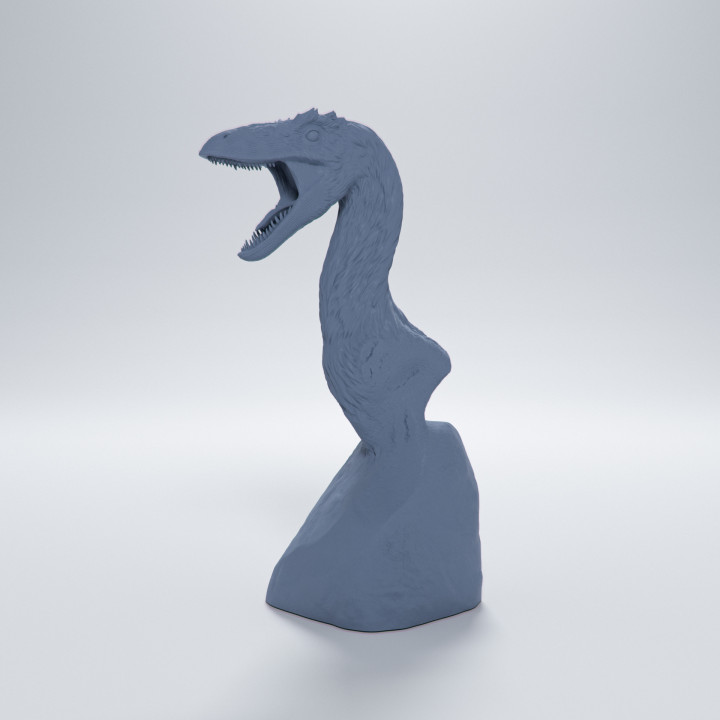 Troodon bust - pre-supported dinosaur head image