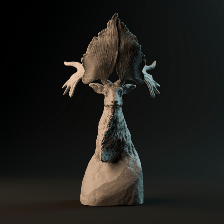 Sinomegaceros Pachyosteus bust - pre-supported prehistoric giant deer head
