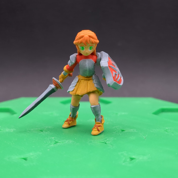 JRPG Warrior, Rapier and Shield; Miniature