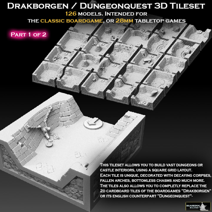 Drakborgen and Dungeonquest 3D Tile Set Part 1 of 2 - No movement markers version image