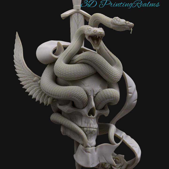 Skull dagger and snakes