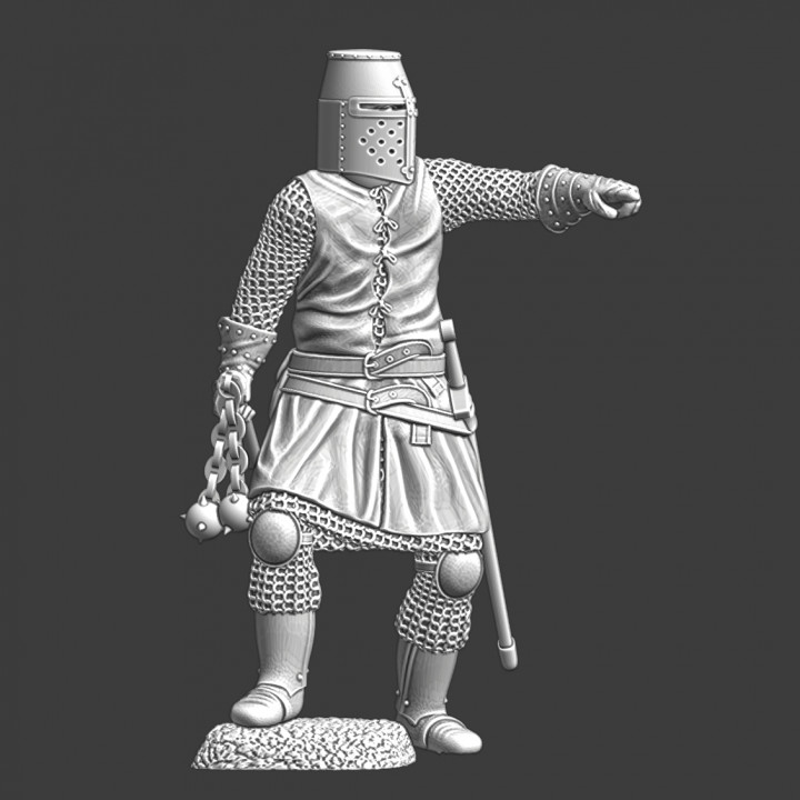 Medieval knight pointing - holding flail