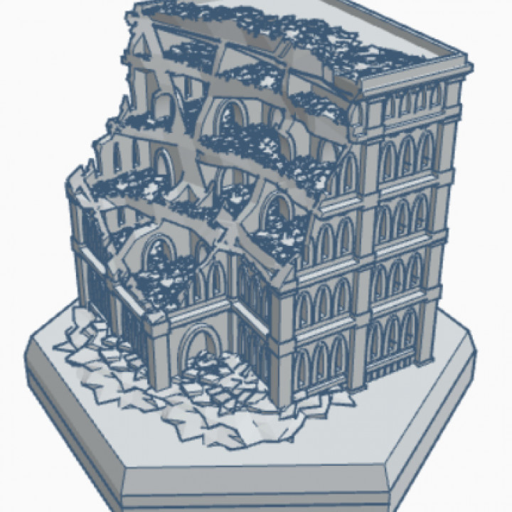 3d printable gothic ruined building 71 hex map scale hmsgr071 by