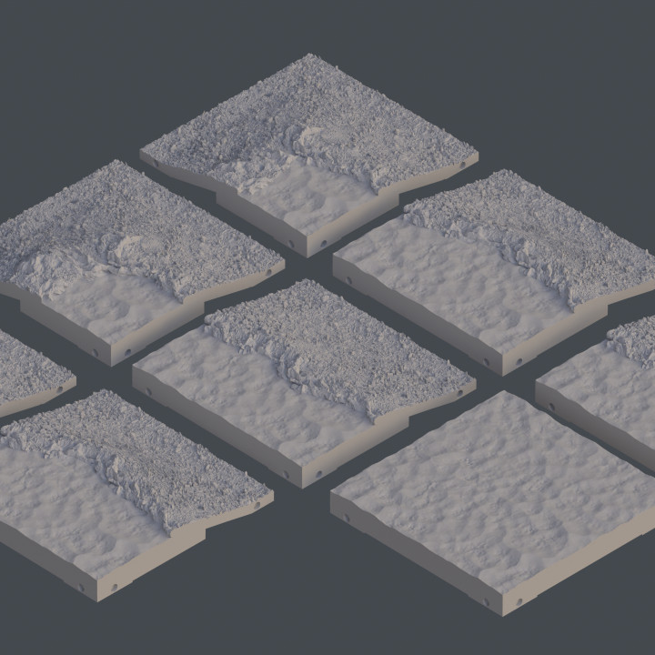 3D Printable Water Terrain | 6" x 6" Tiles | STL Files | Modular Battlefield - Water Pack